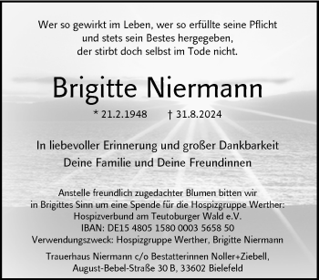 Traueranzeige von Brigitte Niermann von Westfalen Blatt