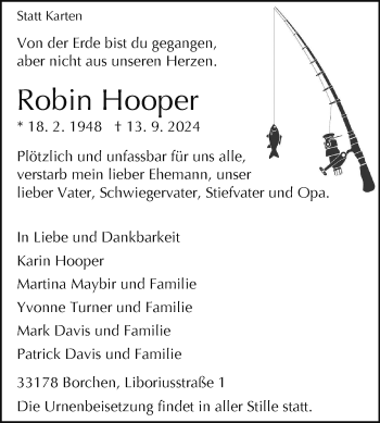 Traueranzeige von Robin Hooper von Westfalen Blatt