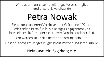 Traueranzeige von Petra Nowak von Westfalen Blatt