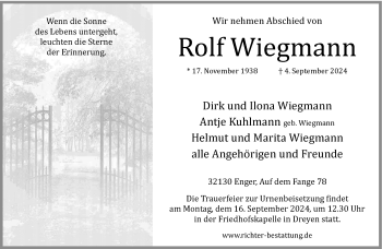 Traueranzeige von Rolf Wiegmann von Westfalen Blatt