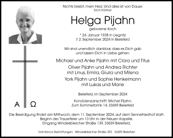 Traueranzeige von Helga Pijahn von Westfalen Blatt