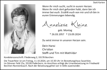 Traueranzeige von Anneliese Kleine von Westfalen Blatt