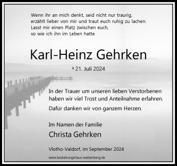 Traueranzeige von Karl-Heinz Gehrken von Westfalen Blatt