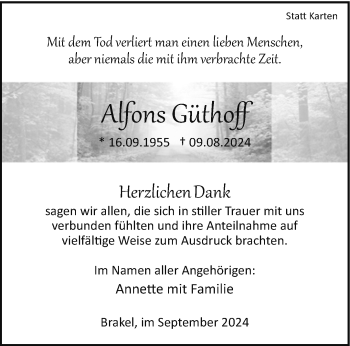 Traueranzeige von Alfons Güthoff von Westfalen Blatt