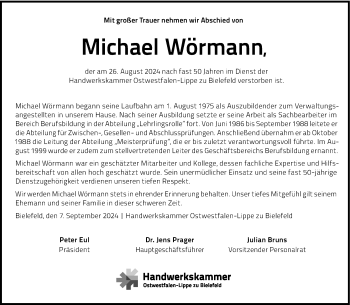 Traueranzeige von Michael Wörmann von Westfalen Blatt