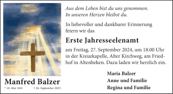 Traueranzeige von Manfred Balzer von Westfalen Blatt