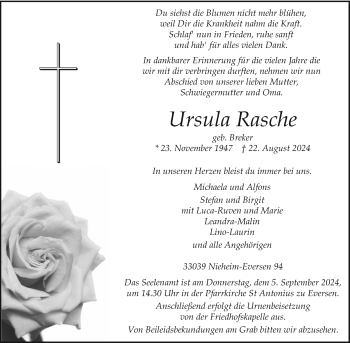 Traueranzeige von Ursula Rasche von Westfalen Blatt