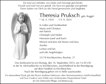 Traueranzeige von Theresia Pruksch von Westfalen Blatt