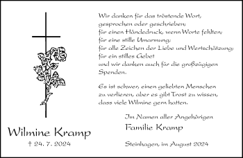 Traueranzeige von Wilmine Kramp von Westfalen Blatt